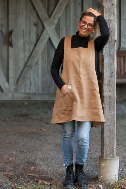 Cross-Back Apron-Tunic Adrianne Style | Pure Eco Linen - Image 5