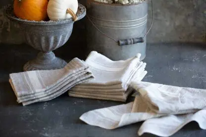 Pure Linen Kitchen Towels | White Stripes | Farmhouse Style - Image 2