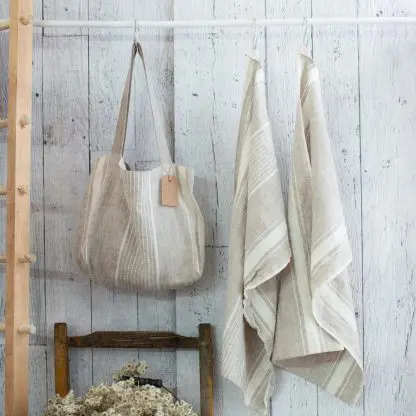 Pure Linen Kitchen Towels | White Stripes | Farmhouse Style - Image 8